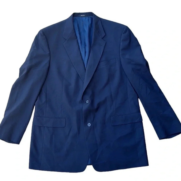 Vintage Hart Schaffner Marx Navy Blue Wool Blazer Men’s - Picture 2 of 11